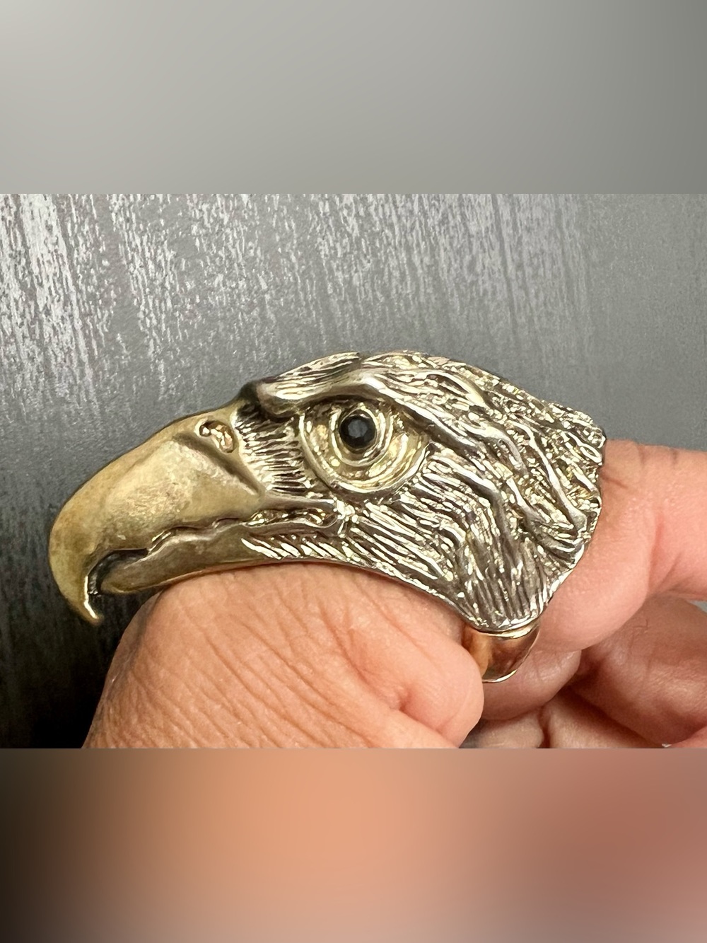 Gold and Silver Tone Eagle Head Statement Ring Accessory